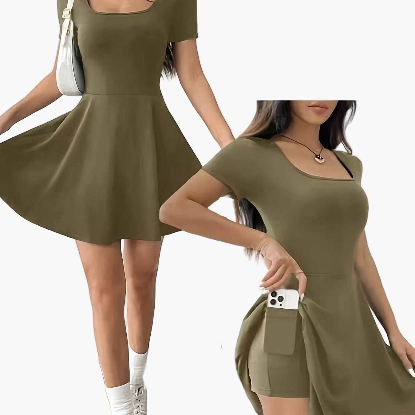 Women's Elegant Casual Dress with Short Sleeves and A-Line Cut – Perfect for Everyday and Going Out