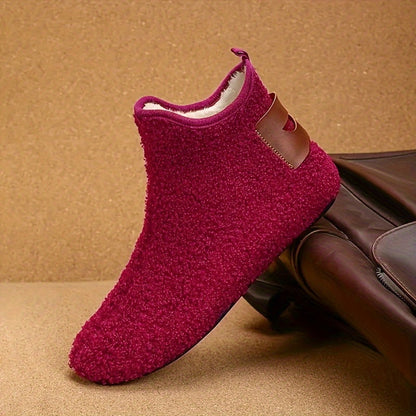 Unisex Teddy Fleece Slipper Ankle Boots, Soft, Warm Faux-Fur Look