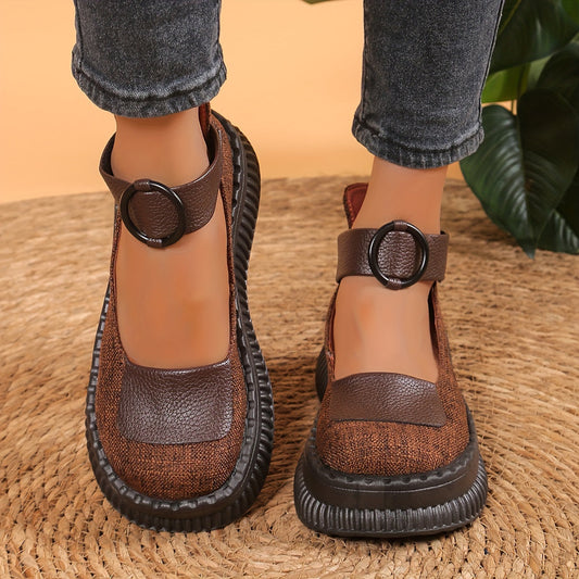 Women's Vintage Mary Jane Low Shoes with Round Toes and Straps – Comfortable Casual Shoes for Everyday and Office Use