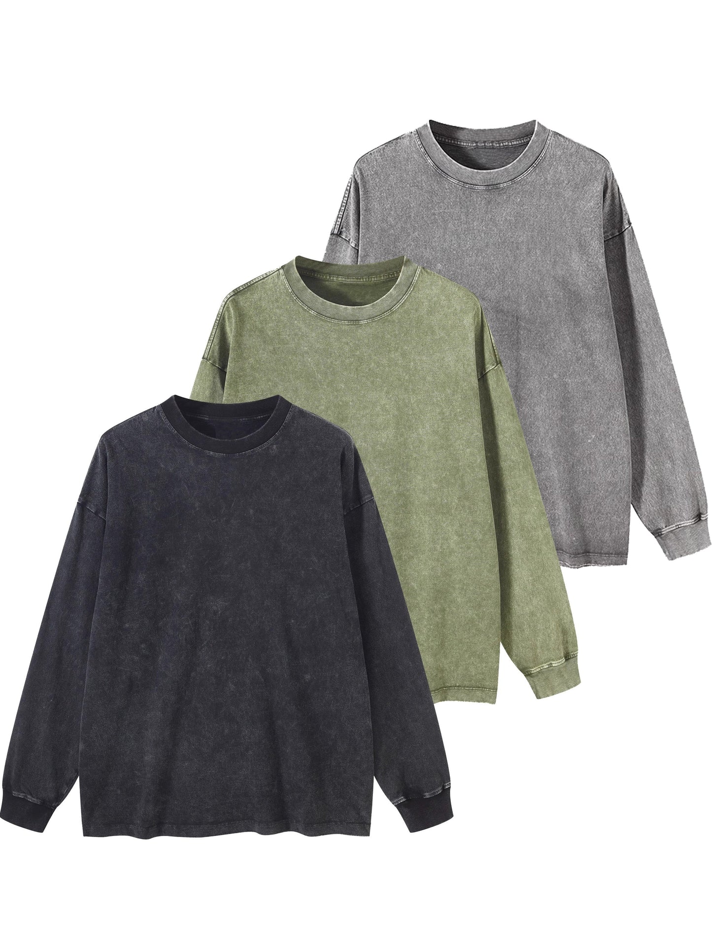 Unisex long-sleeve shirt in a washed look, crew-neck vintage sweatshirt