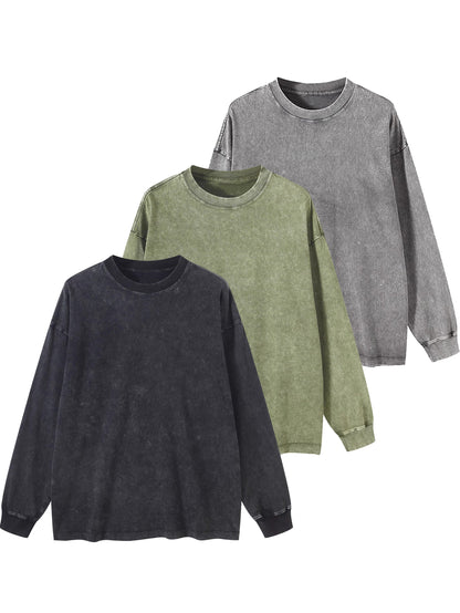 Unisex long-sleeve shirt in a washed look, crew-neck vintage sweatshirt