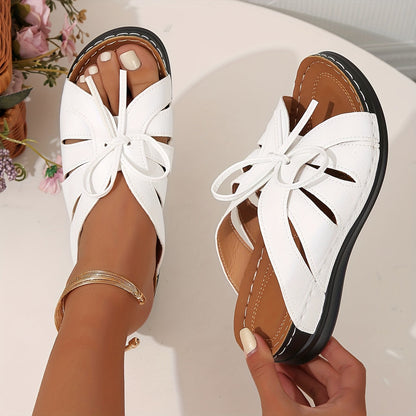 Women's Comfort Sandals with Bow and Open Toe – Comfortable Summer Shoes for Everyday and Leisure