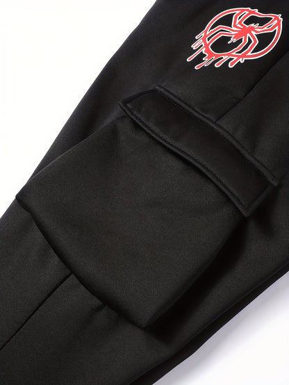 Unisex Trainingsanzug mit Kapuzenjacke und Balaclava-Design, Cargohose