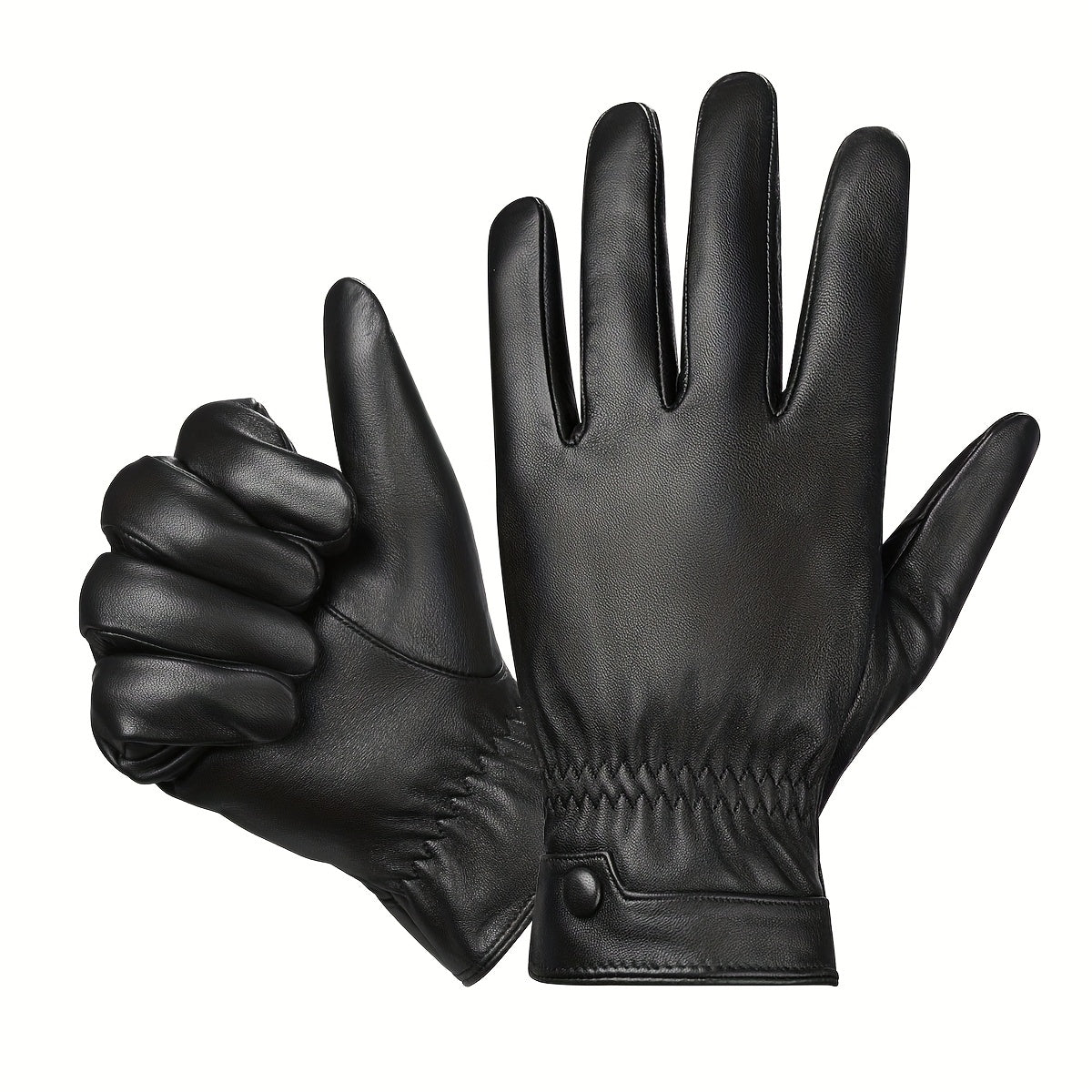 Black gloves with elastic cuffs