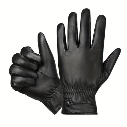 Black gloves with elastic cuffs