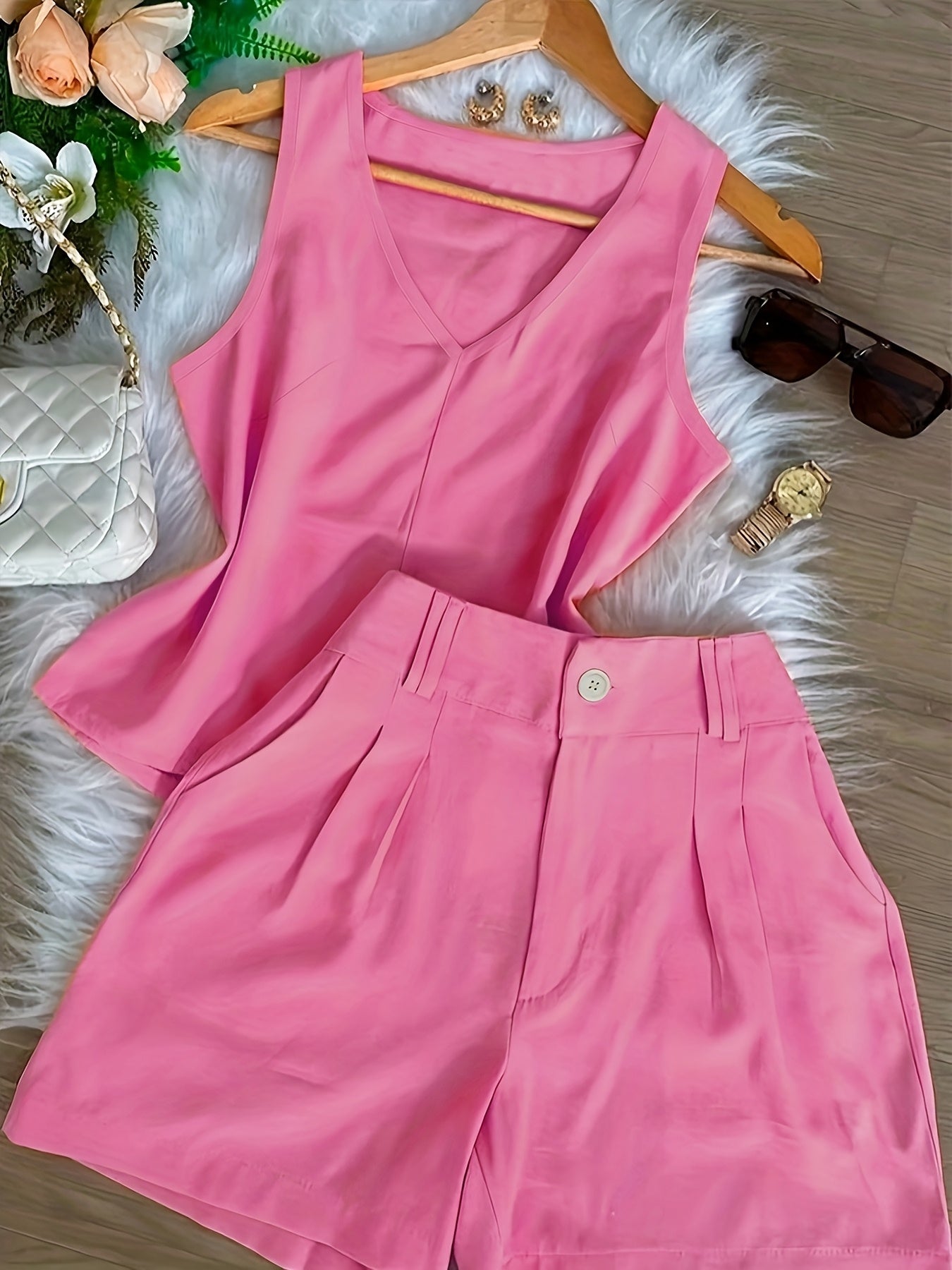 Women's Two-Piece Set – Elegant Top and Shorts for Spring & Summer, Leisure & Everyday Wear