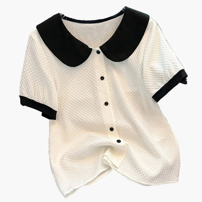 Women's blouse with vintage collar and button placket – elegant casual style for office & everyday wear
