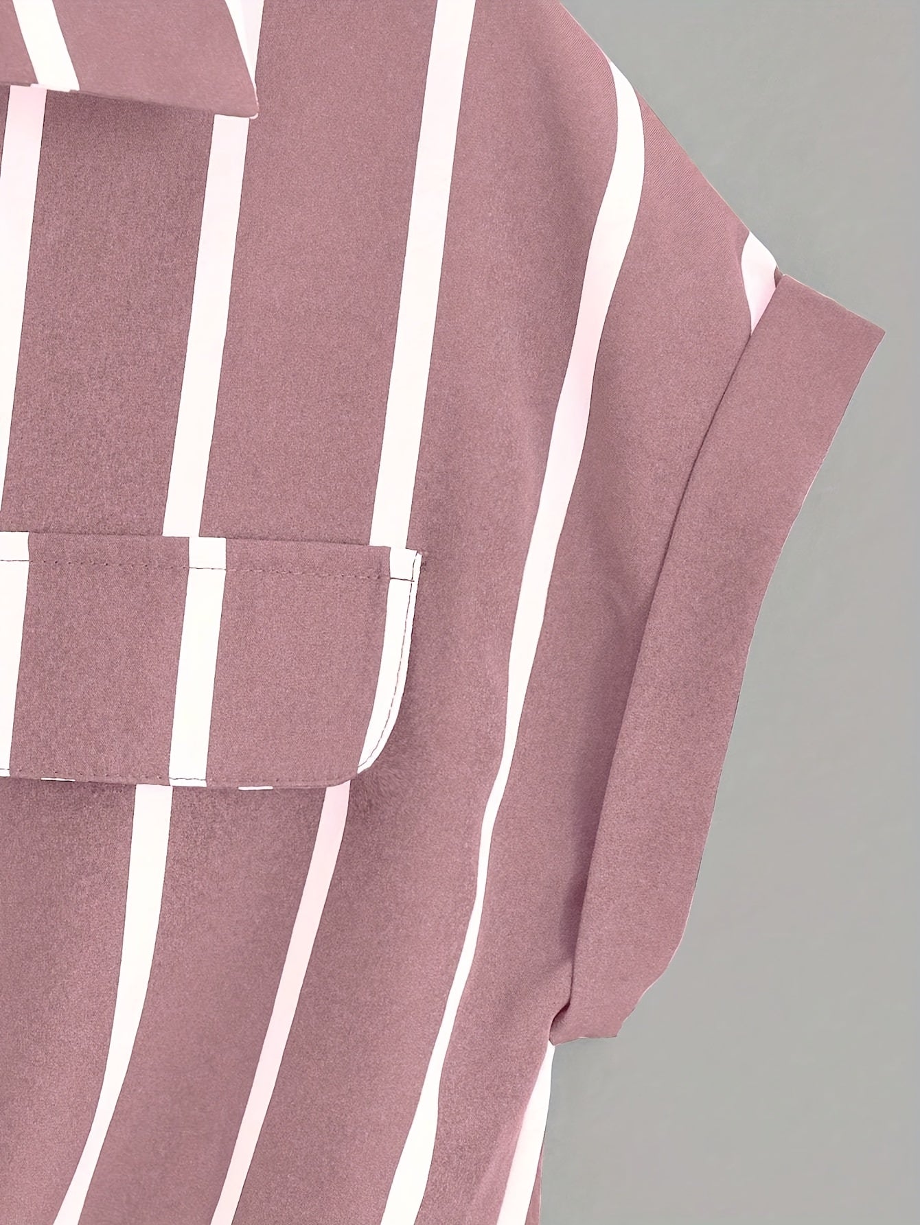 Women's Short-Sleeve Striped Blouse with Knot and Chest Pocket – Summer, Elegant, Casual