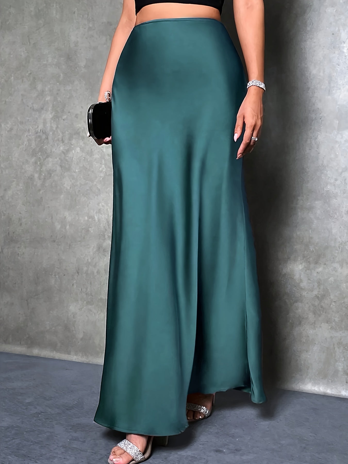 Women's Elegant Maxi Skirt for Evening & Occasion, High Waist, Flared Cut