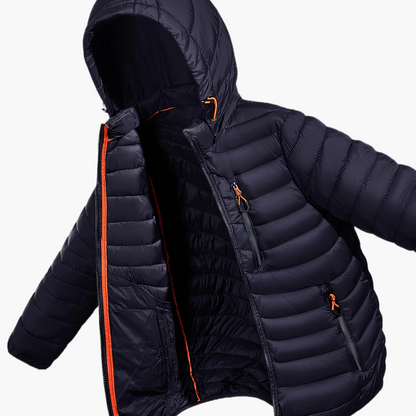 Men's Quilted Jacket with Hood – Lightweight Outdoor Transitional Jacket, Casual Style
