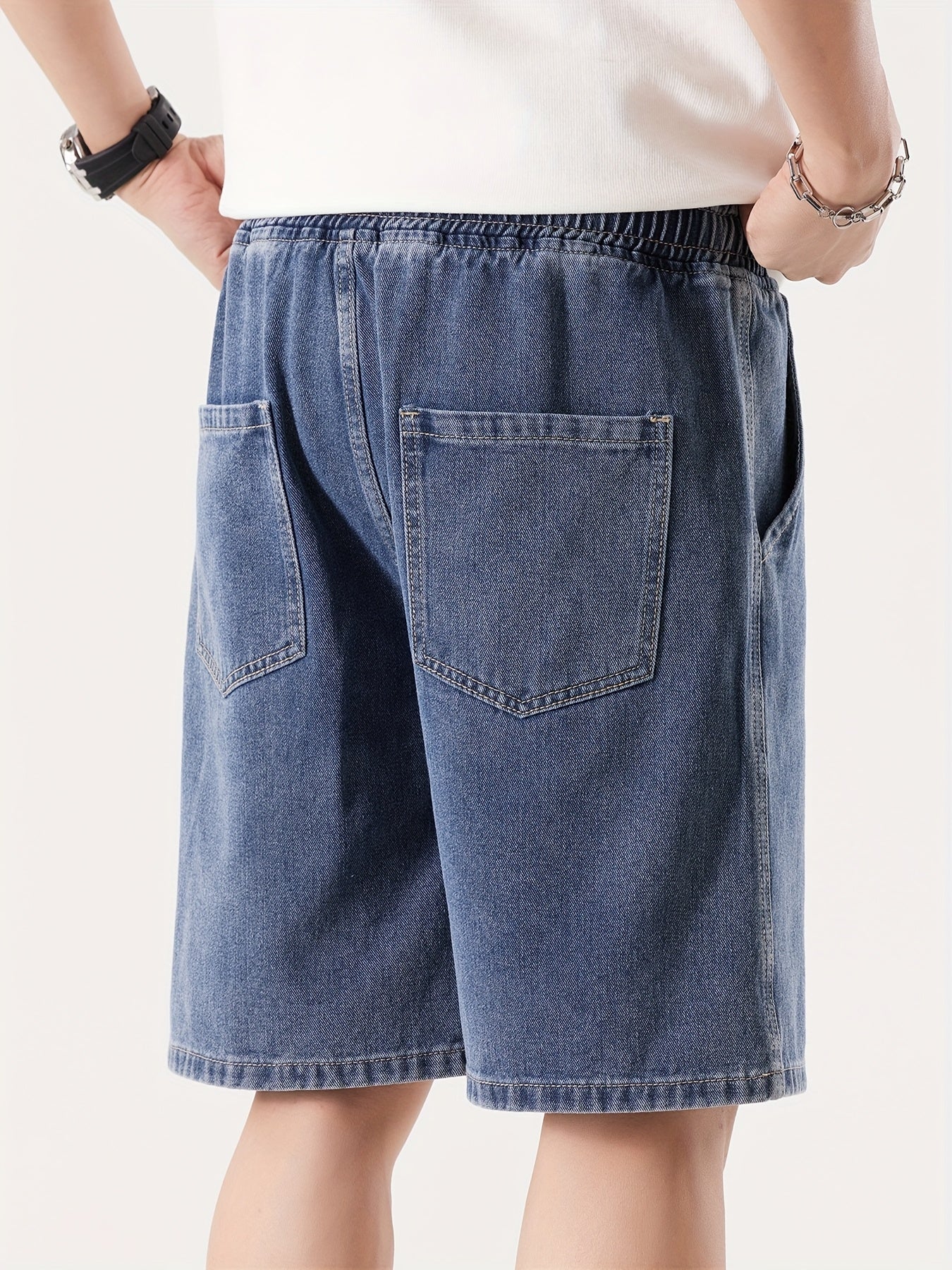 Men's Casual Loose Fit Denim Shorts with Drawstring – Relaxed, Knee-Length Shorts for Everyday and Streetwear