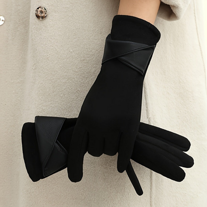 Damen Handschuhe Braun mit Wickeldetail Weiches Material Einheitsgröße