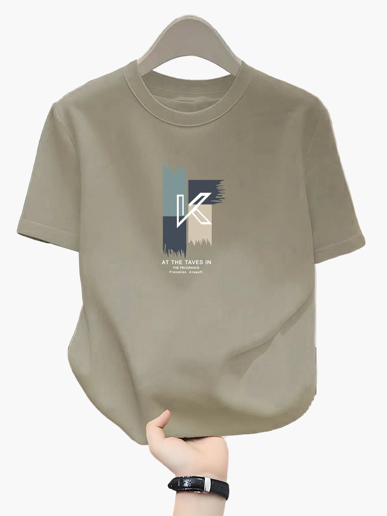 Men's T-shirt with modern K-print, casual, streetwear style, ideal for everyday and leisure use