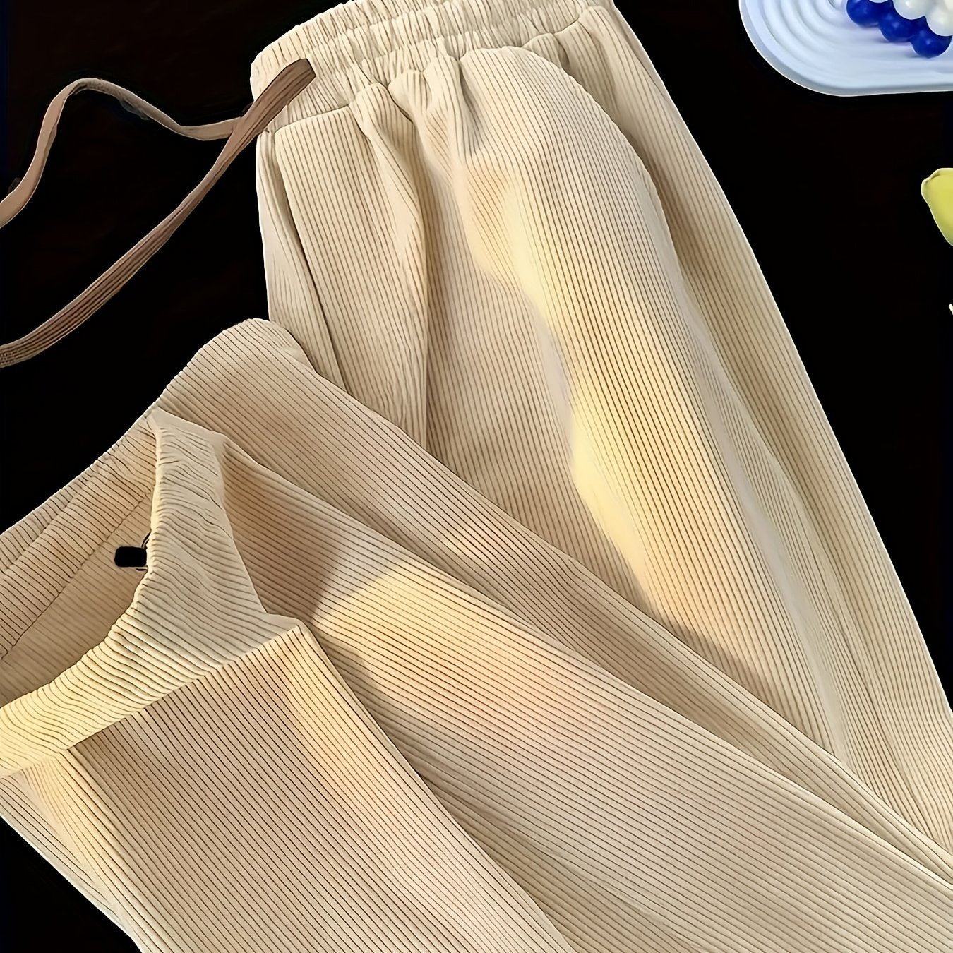 Men's Pleated Casual Pants with Elastic Waistband and Drawstring – Modern Urban Style & Comfort