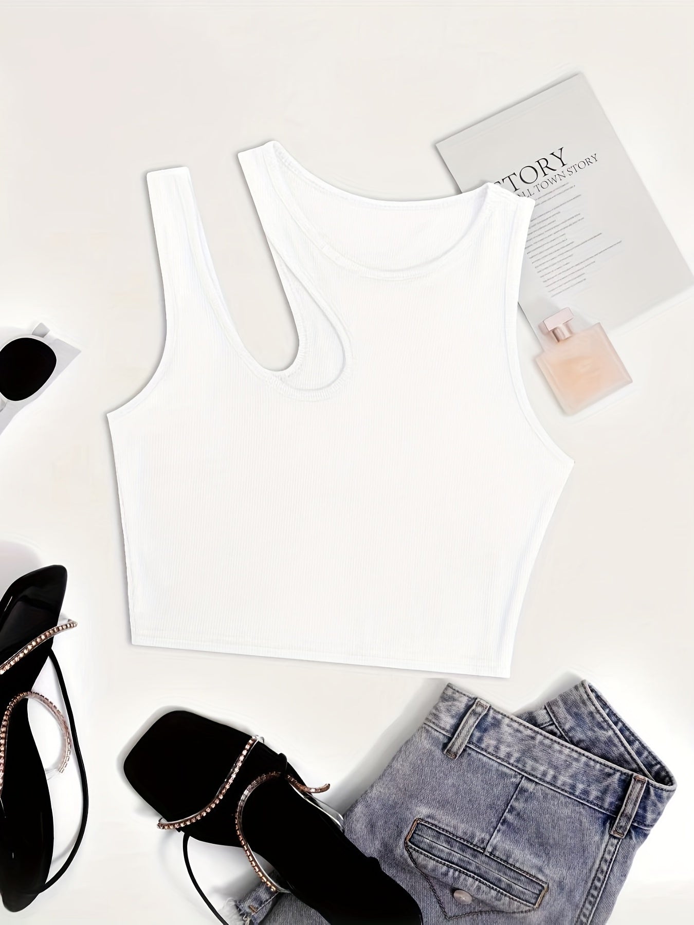 Damen Asymmetrisches Crop Top für Sommer – Modisches Party- und Freizeitoberteil