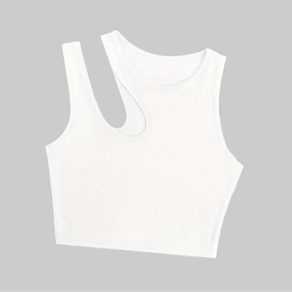 Damen Asymmetrisches Crop Top für Sommer – Modisches Party- und Freizeitoberteil