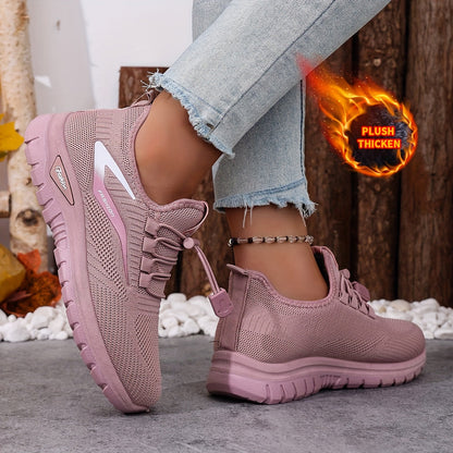 Pink women's sneakers lined with elastic laces