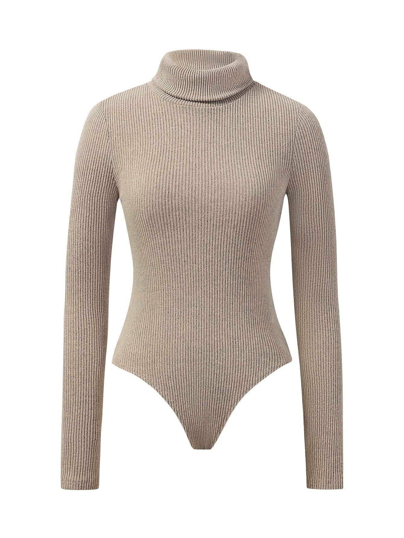 Damen Rollkragen Langarm Body Gerippt