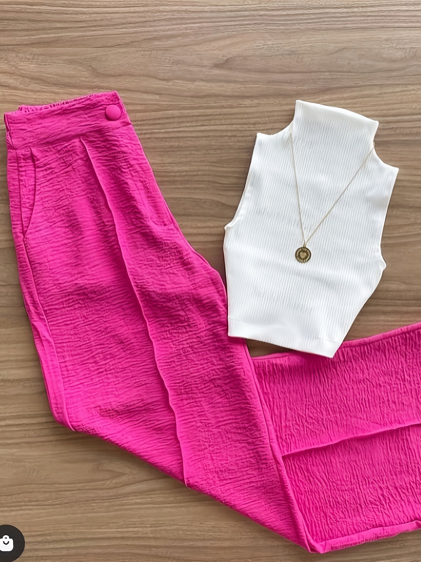 Women's Elegant Set – Sleeveless Top with Stand Collar and Pants, Perfect for Spring & Summer