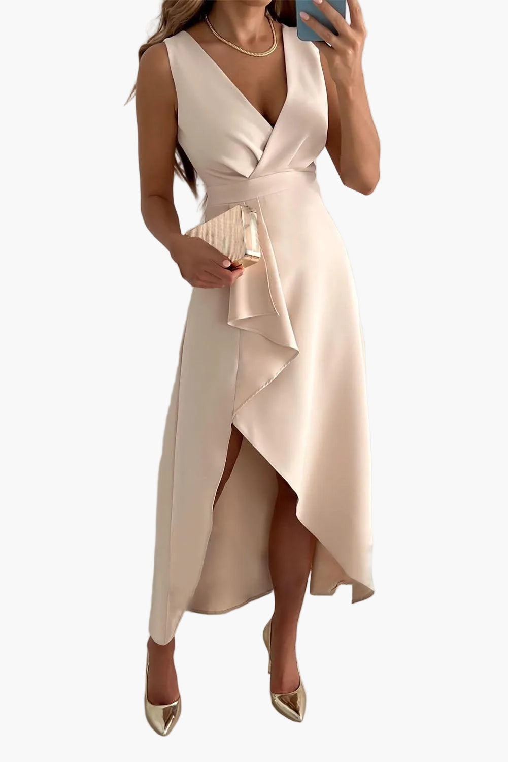 Women's cocktail dress wrap style asymmetrical elegant evening gown for festive occasions