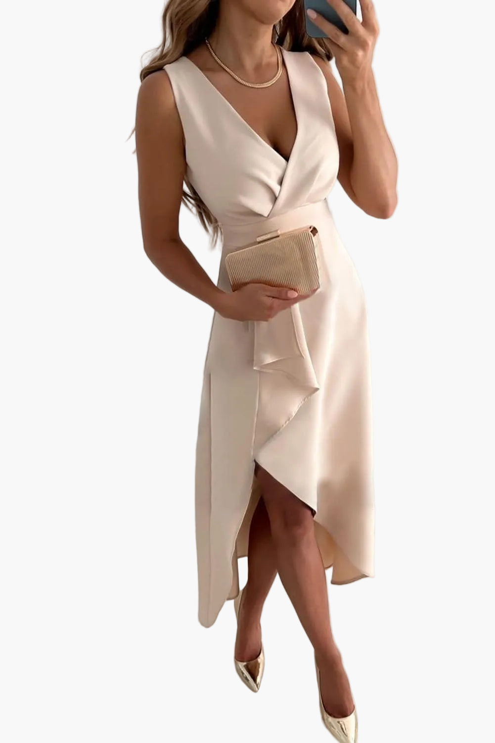 Women's cocktail dress wrap style asymmetrical elegant evening gown for festive occasions