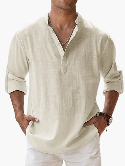 Men's Casual Shirt with V-Neck and Button Placket – Relaxed Style for Everyday Life & Vacation
