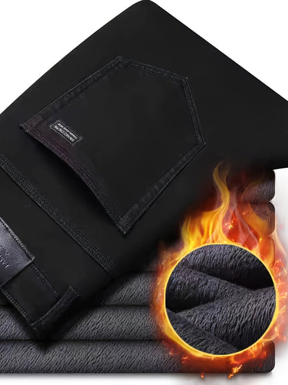Men's black casual trousers with belt loops