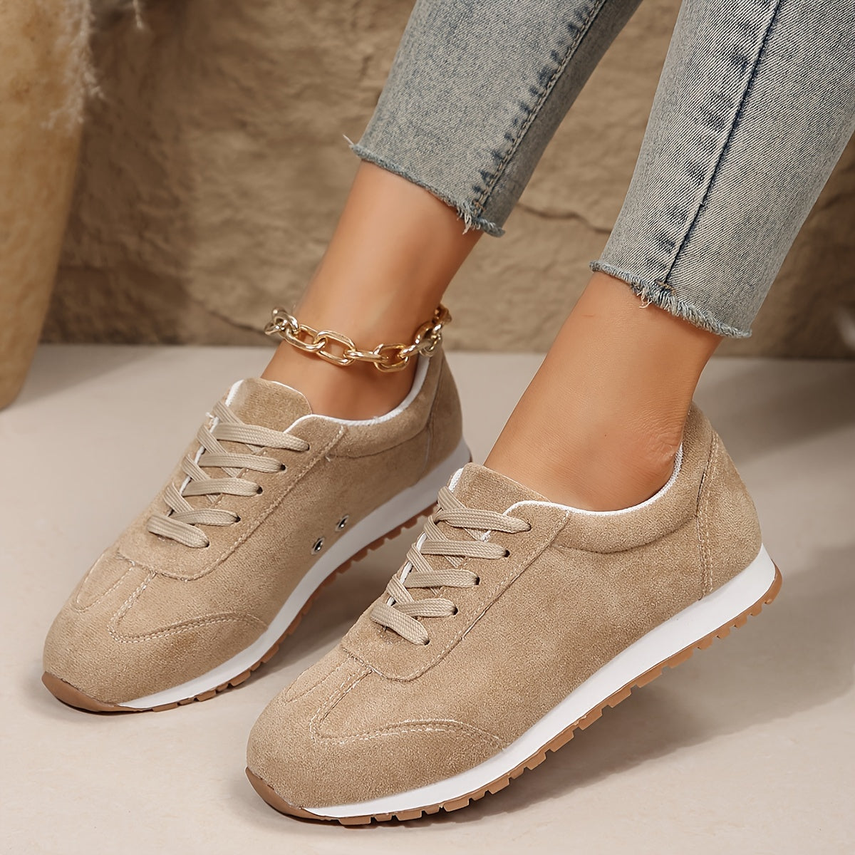 Damen Sneaker Freizeitmode mit Schnürung – Bequeme Alltagsschuhe für Frühling