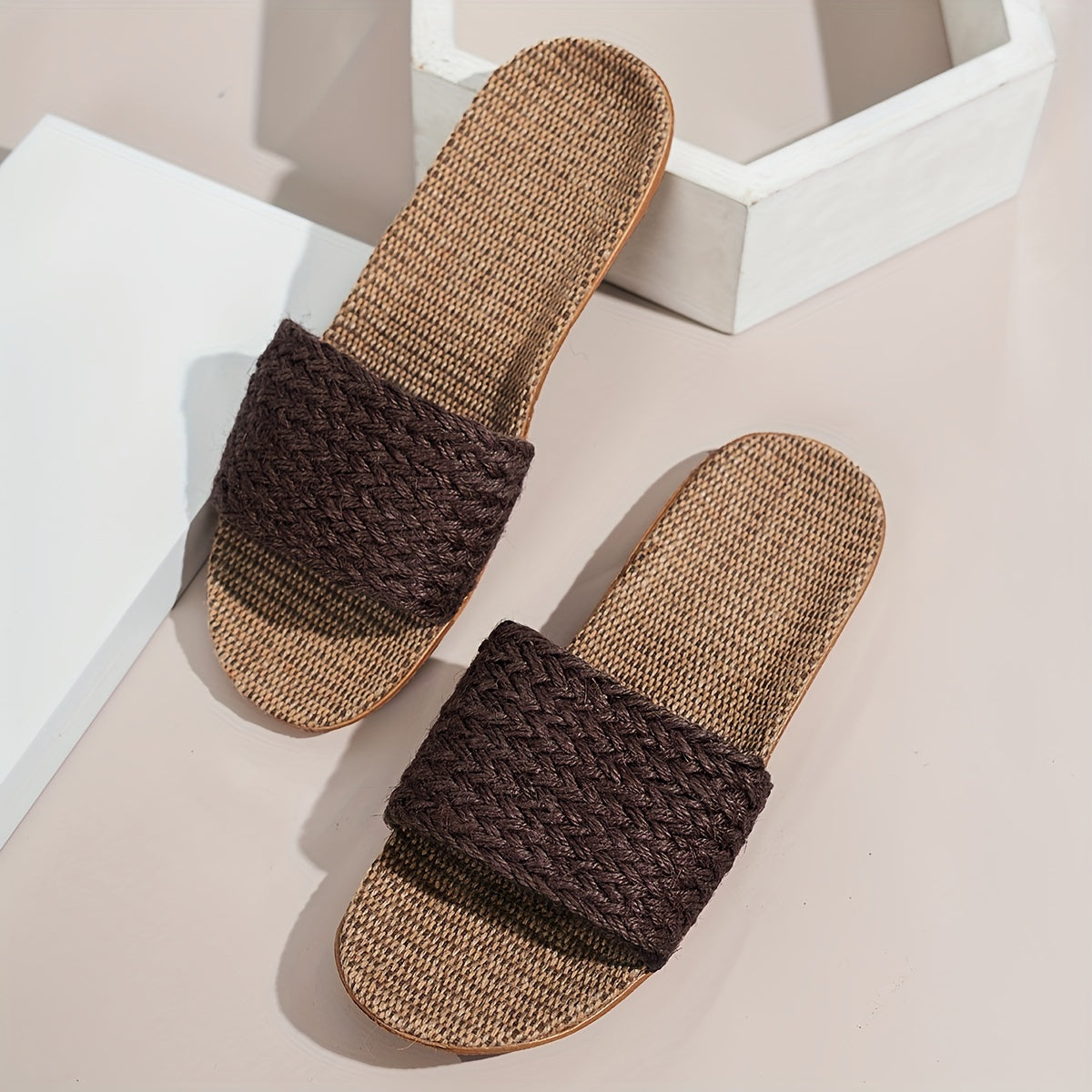 Women's Comfortable Summer Sandals in Casual Style – Flat Slip-Ons, Comfortable House Slippers, Open Toes