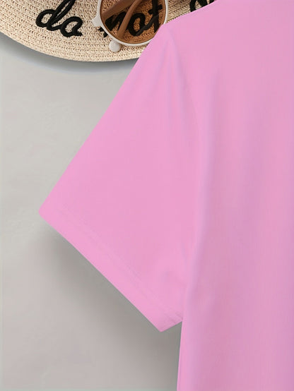 Damen T-Shirt mit Glitzer-Herz-Print, Casual Sommer Style