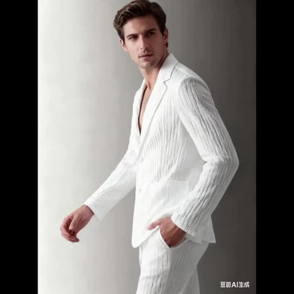Men's Modern Fit Blazer with Stripes – Elegant Business & Casual Style