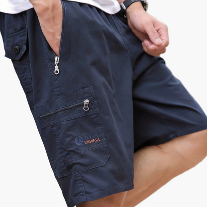 Men's Cargo Shorts with Zipper Pockets for Leisure and Outdoor Activities