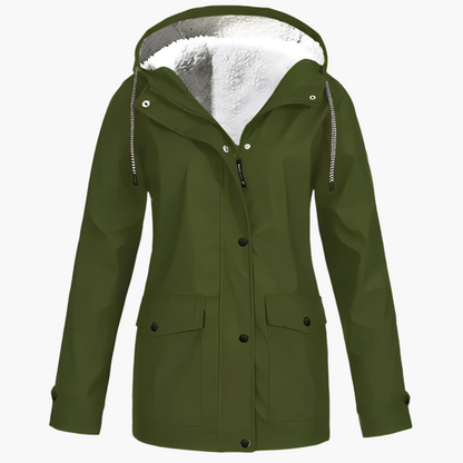 Women's Winter Rain Jacket with Fleece Lining – Waterproof Outdoor Jacket for Cold Days