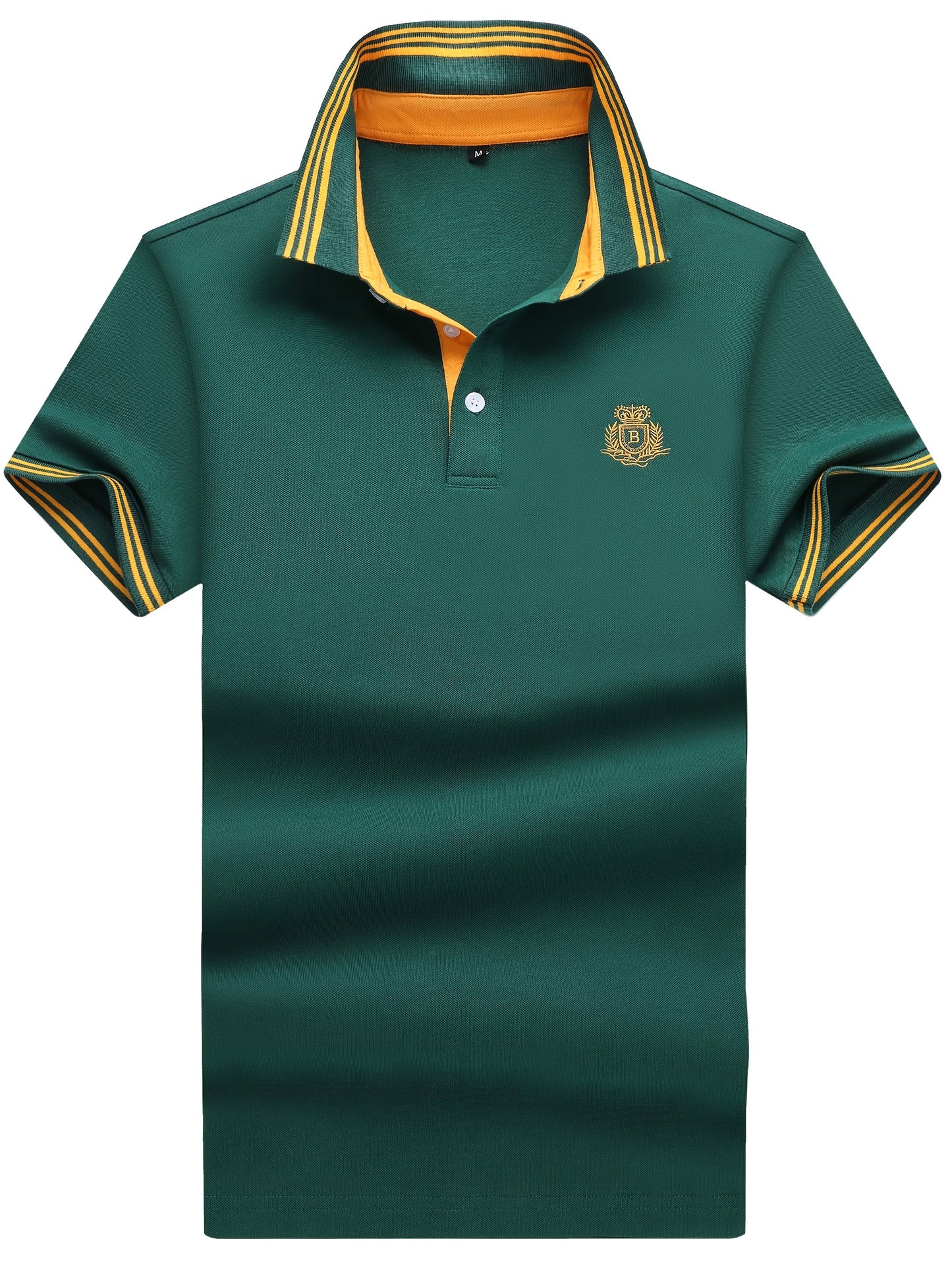 Men's Polo Shirt with Striped Collar and Embroidery – Sporty-Elegant Casual Style