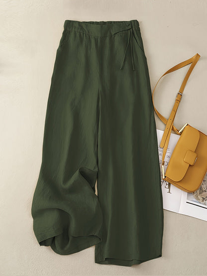 Women's Wide-Leg Casual Pants Elegant with Tie Belt – Perfect for Spring and Summer