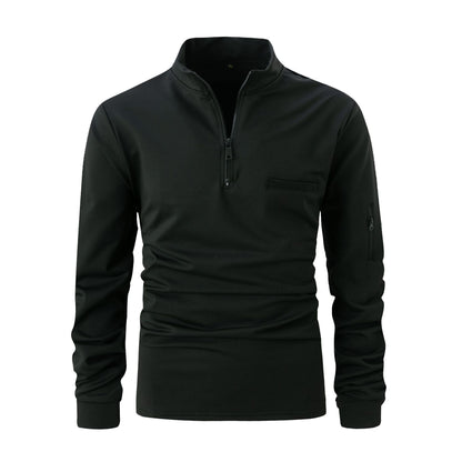 Men's Sporty Quarter-Zip Pullover with Zipper and Long Sleeve – Athleisure Top for Training and Everyday Use