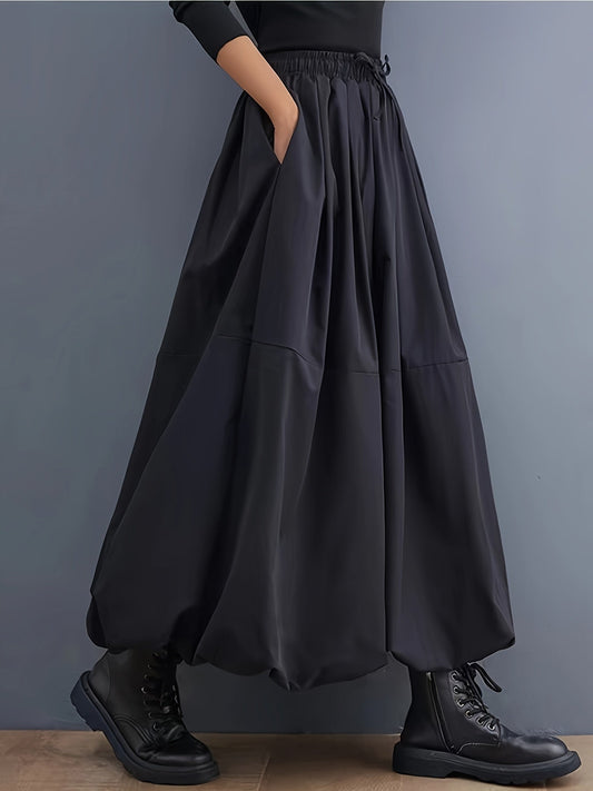 Women's Balloon Skirt Elegant Wide with Pockets – Fashionable Maxi Skirt for Everyday and Leisure