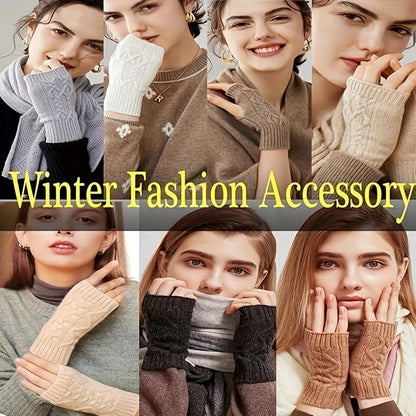 Strick Stulpen Fingerlose Handschuhe Damen Winter
