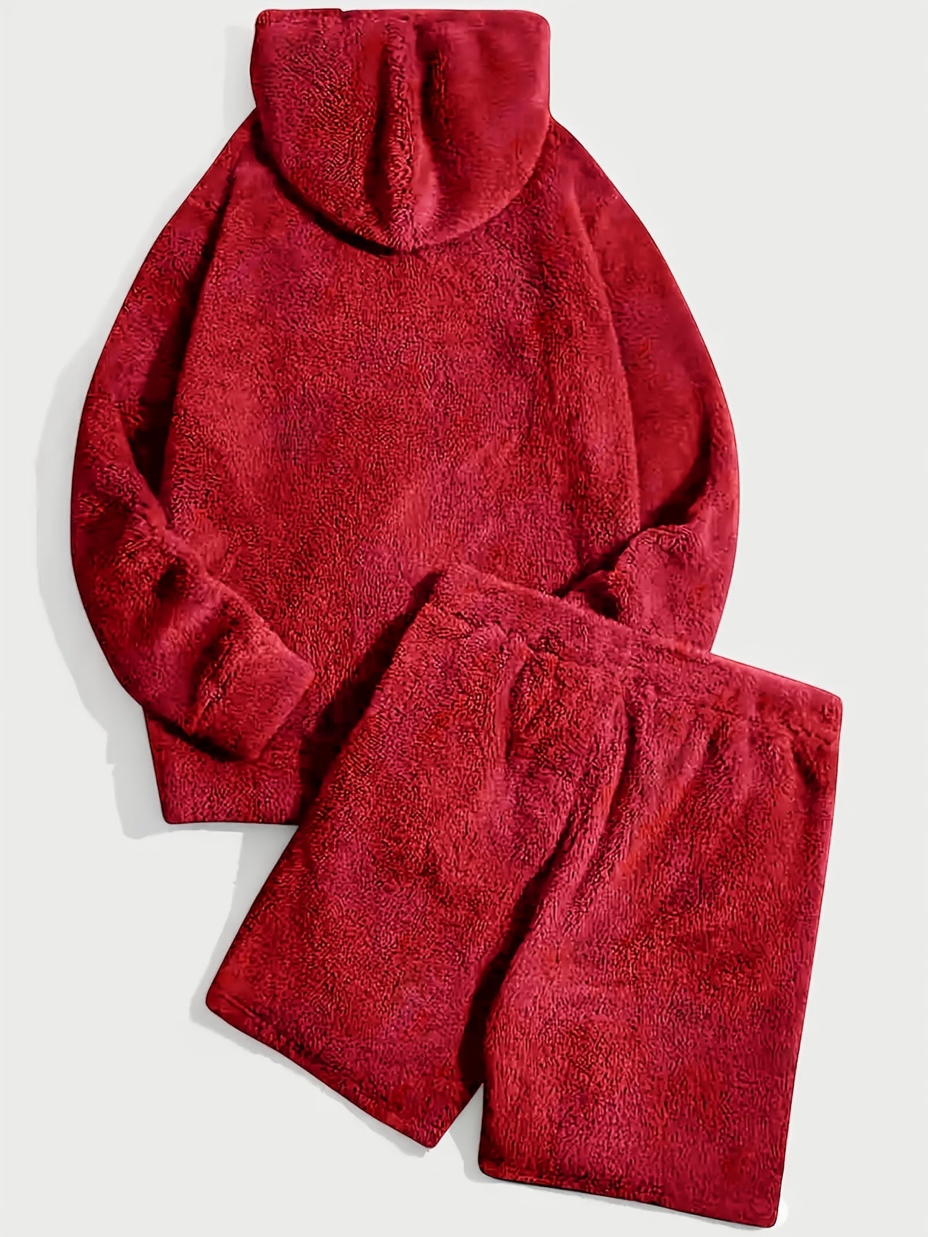 Unisex Teddyfleece Hoodie & Shorts Set Plüsch Hausanzug