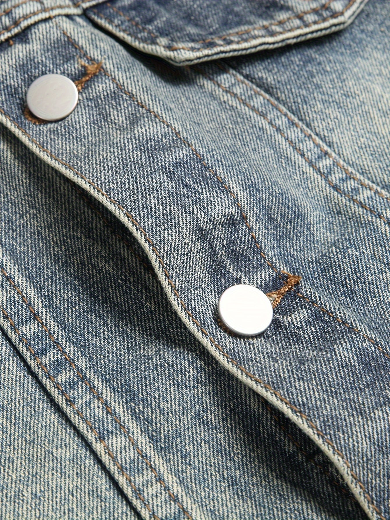 Jeansweste ärmellos für Herren, abgenutzt, mit Knopfverschluss, Blau