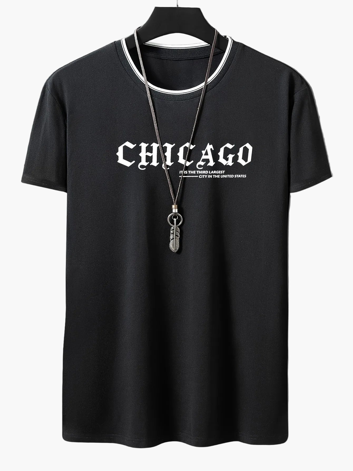 Men's Streetwear-Style T-Shirt with "CHICAGO" Print – Casual Summer Fashion for Leisure & Everyday Wear