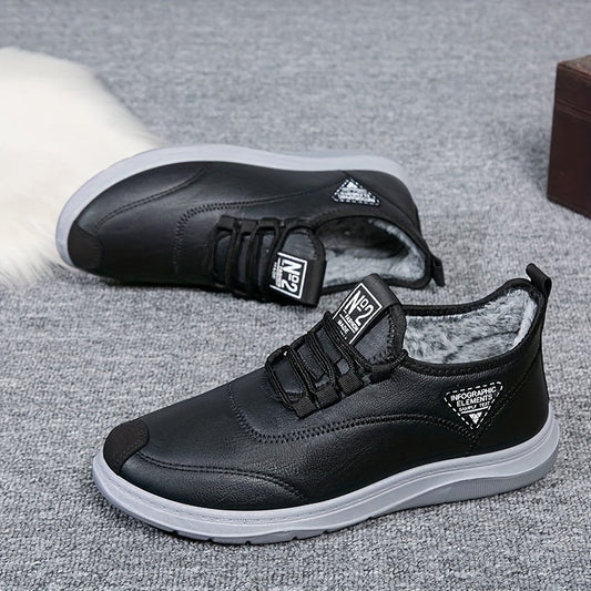 Men’s lined winter shoes, casual lace-up shoes, brown or black