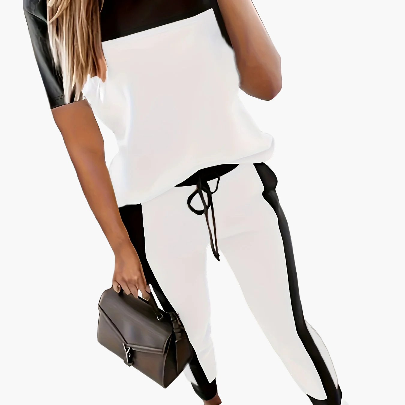 Women's Two-Piece Tracksuit Elegant Casual Wear – Sporty Jogging Suit with Contrast Design for Everyday and Leisure