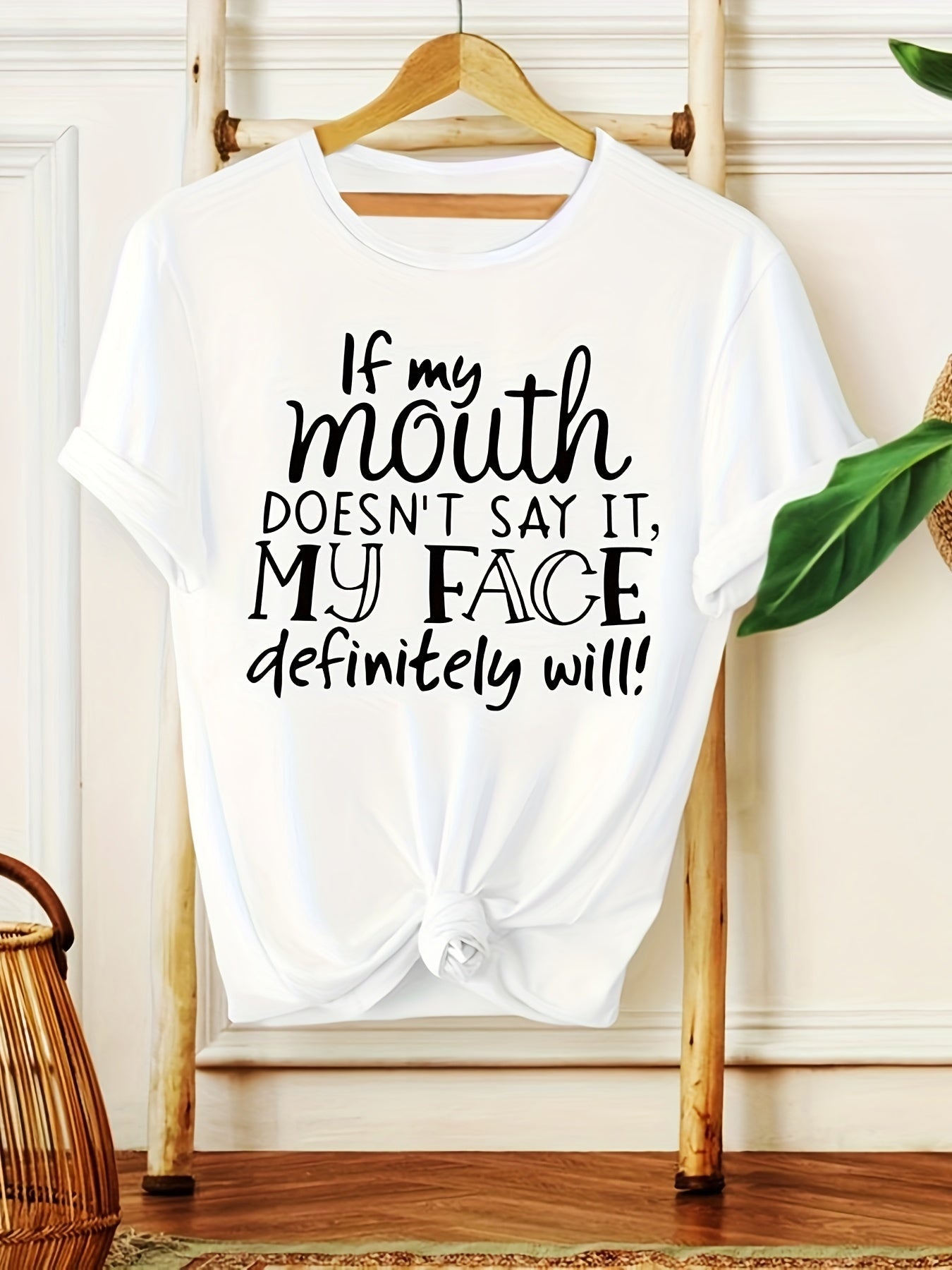 Women's Funny Statement T-Shirt with Saying – Loose Summer Top for Everyday & Leisure