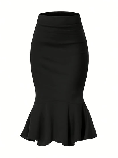 Women's Elegant Fishtail Midi Skirt for Office and Festive Occasions