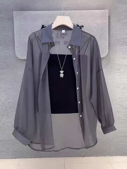 Women's Two-Piece Set – Elegant Shirt and Bandeau Top for a Modern Layered Look