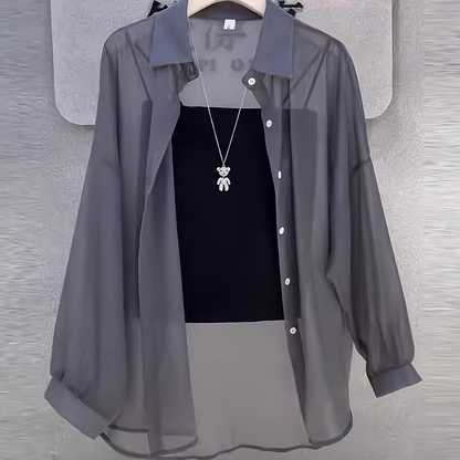 Women's Two-Piece Set – Elegant Shirt and Bandeau Top for a Modern Layered Look