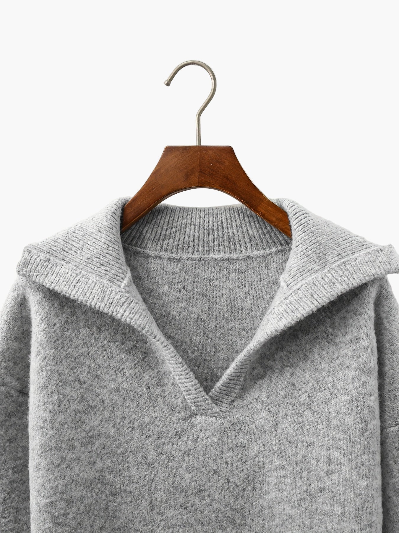 Damen Vintage Strickpullover mit V-Ausschnitt – Herbst Winter Freizeitmode