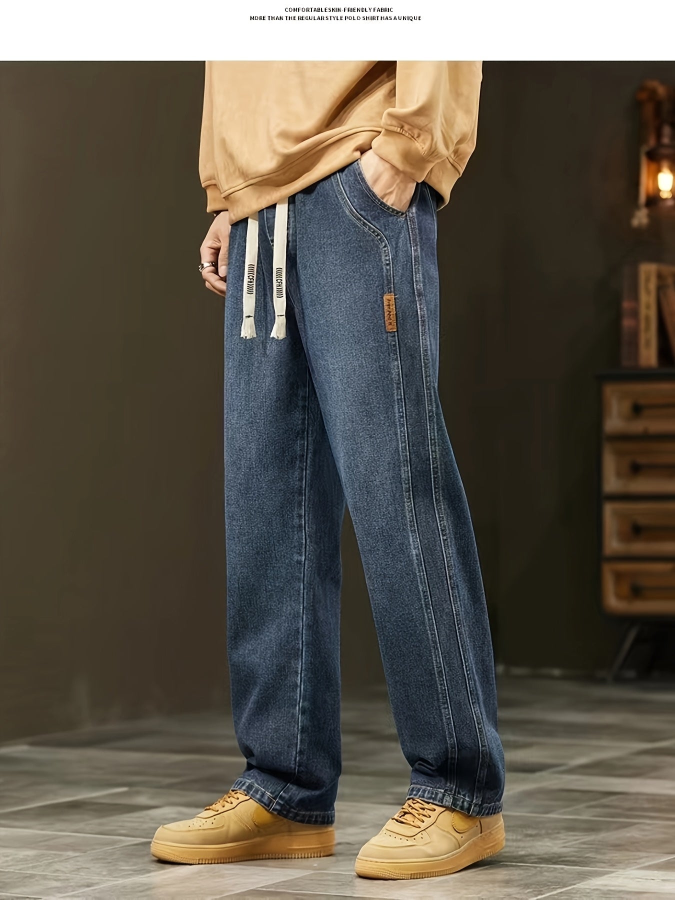 Men's Baggy Jeans Loose Fit Streetwear Casual Pants for Everyday and Going Out