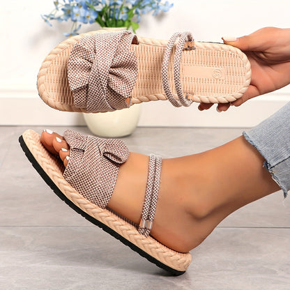 Women's summer sandals with bow and ankle strap – fashionable casual shoes for everyday wear & vacation